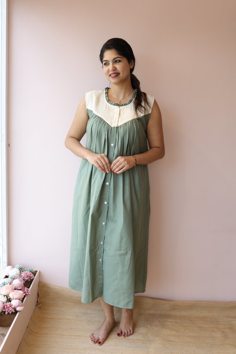 Sweet Hush – Cocoon Edit | Stylish Cotton Button - Down Maternity DressALL US WOMENmaternity and feeding