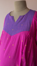 Tamraparni — Fuchsia & Periwinkle Colour-Block Cotton Maternity & Nursing DressALL US WOMENmaternity and feeding