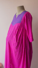 Tamraparni — Fuchsia & Periwinkle Colour-Block Cotton Maternity & Nursing DressALL US WOMENmaternity and feeding
