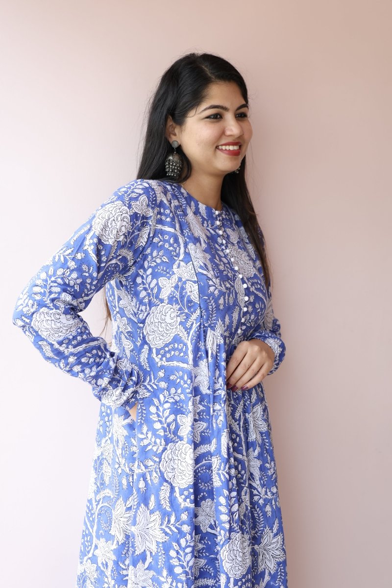 Tara Handblock Cotton Maternity & Nursing Dress with Pockets | Noor collectionALL US WOMENmaternity and feeding