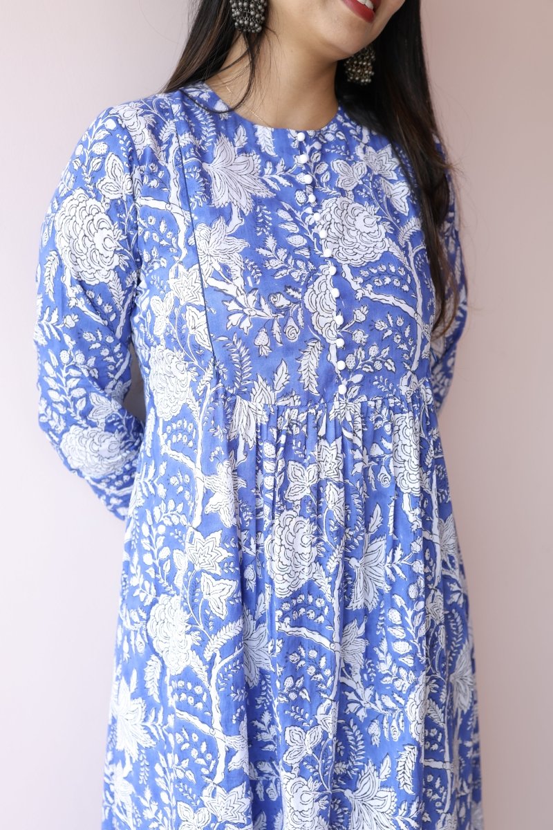 Tara Handblock Cotton Maternity & Nursing Dress with Pockets | Noor collectionALL US WOMENmaternity and feeding