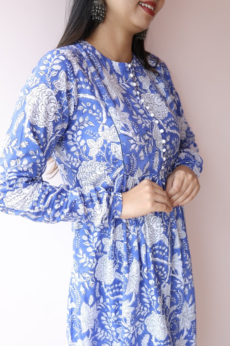 Tara Handblock Cotton Maternity & Nursing Dress with Pockets | Noor collectionALL US WOMENmaternity and feeding