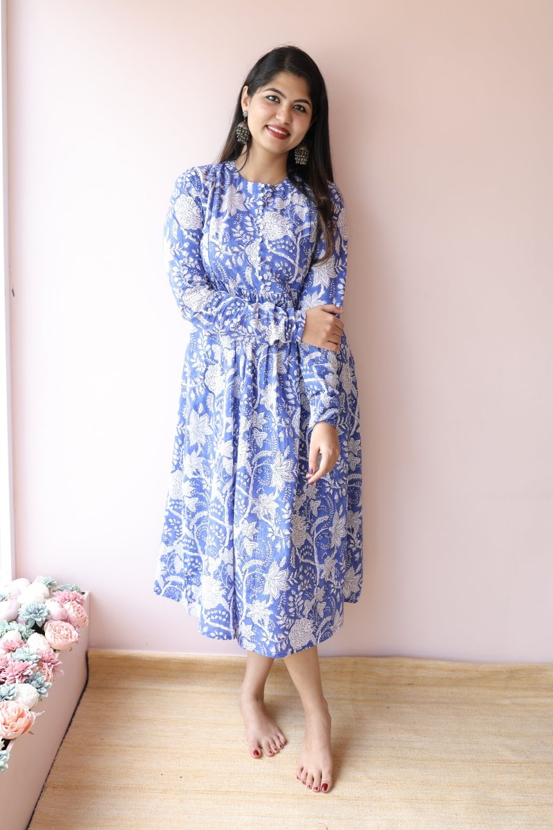 Tara Handblock Cotton Maternity & Nursing Dress with Pockets | Noor collectionALL US WOMENmaternity and feeding