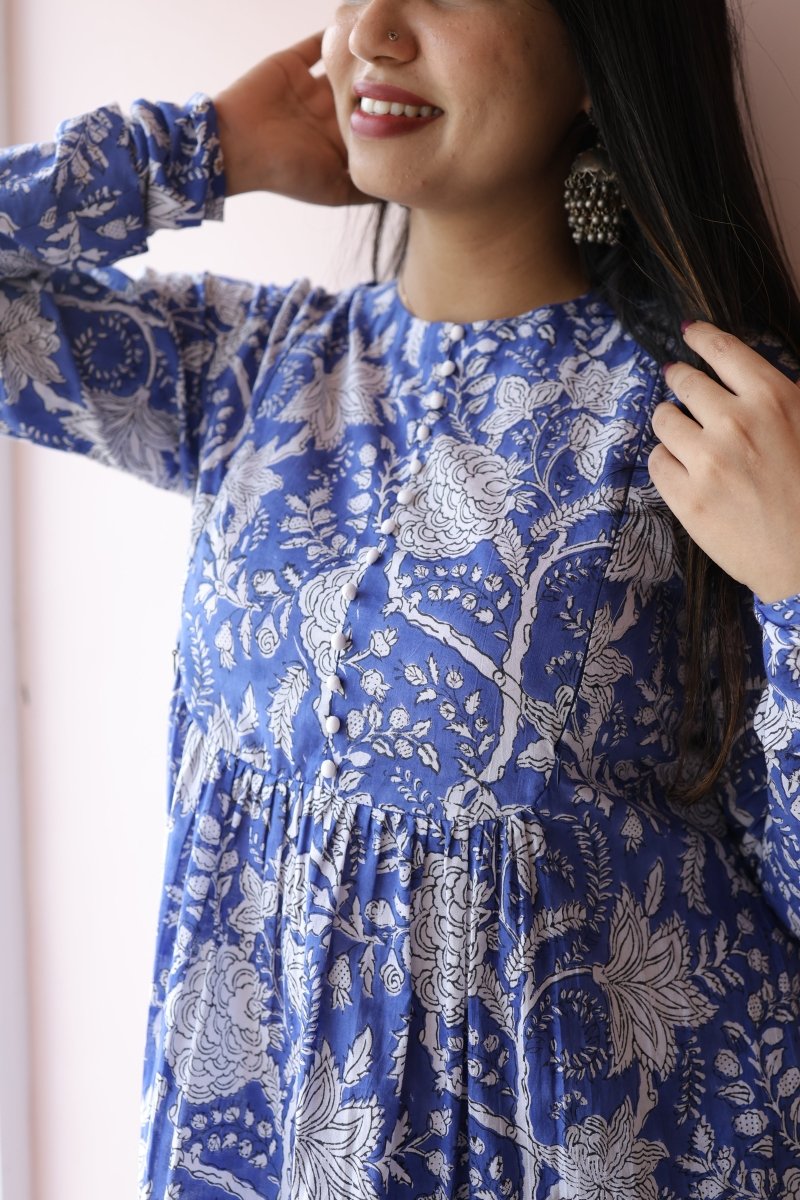 Tara Handblock Cotton Maternity & Nursing Dress with Pockets | Noor collectionALL US WOMENmaternity and feeding