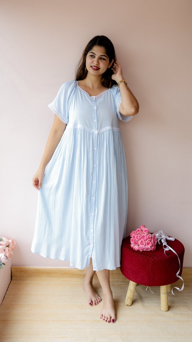 Thresh — Rayon Stripe Button-Down Recovery DressALL US WOMENmaternity and feeding