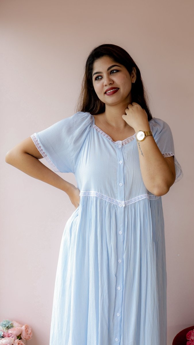 Thresh — Rayon Stripe Button-Down Recovery DressALL US WOMENmaternity and feeding