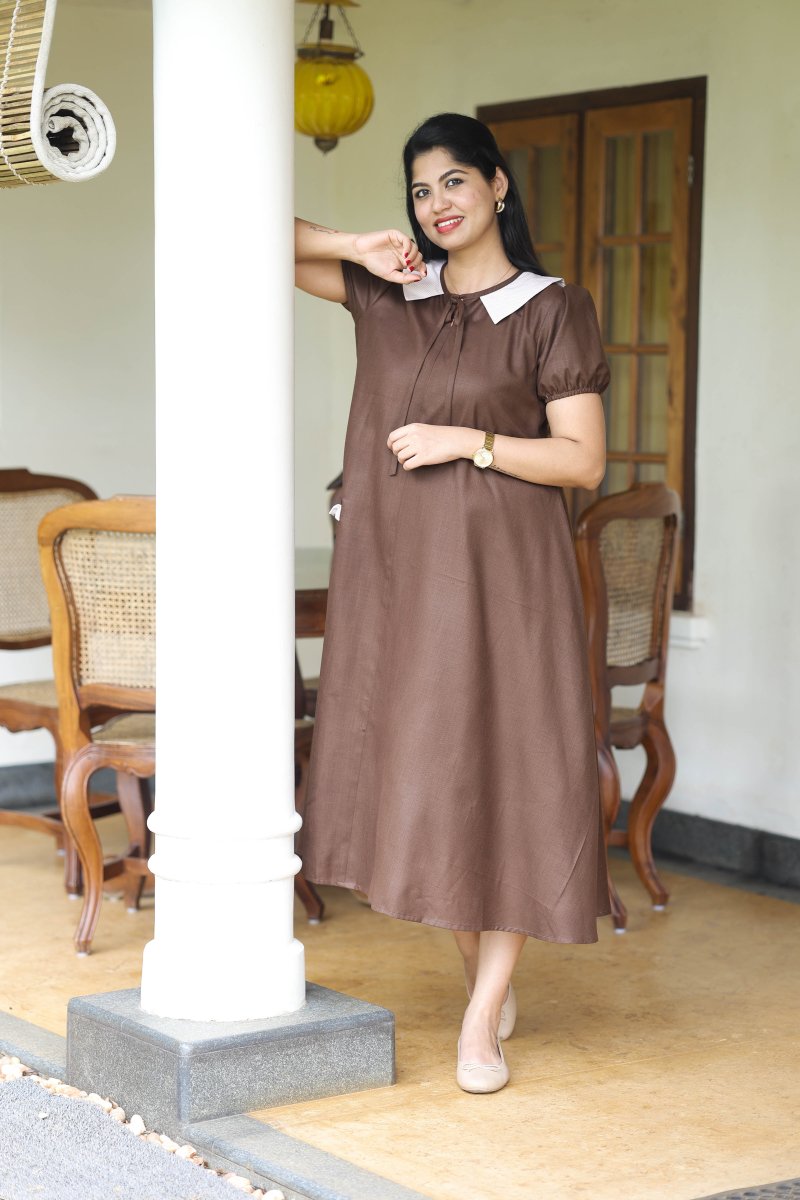 Tiramisu | Cotton Maternity & Feeding zip Dress | Hearth CollectionALL US WOMENmaternity and feeding
