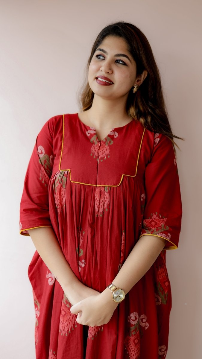 Todi — Cotton Ikat-Print Ethnic Daily Wear DressALL US WOMENmaternity and feeding