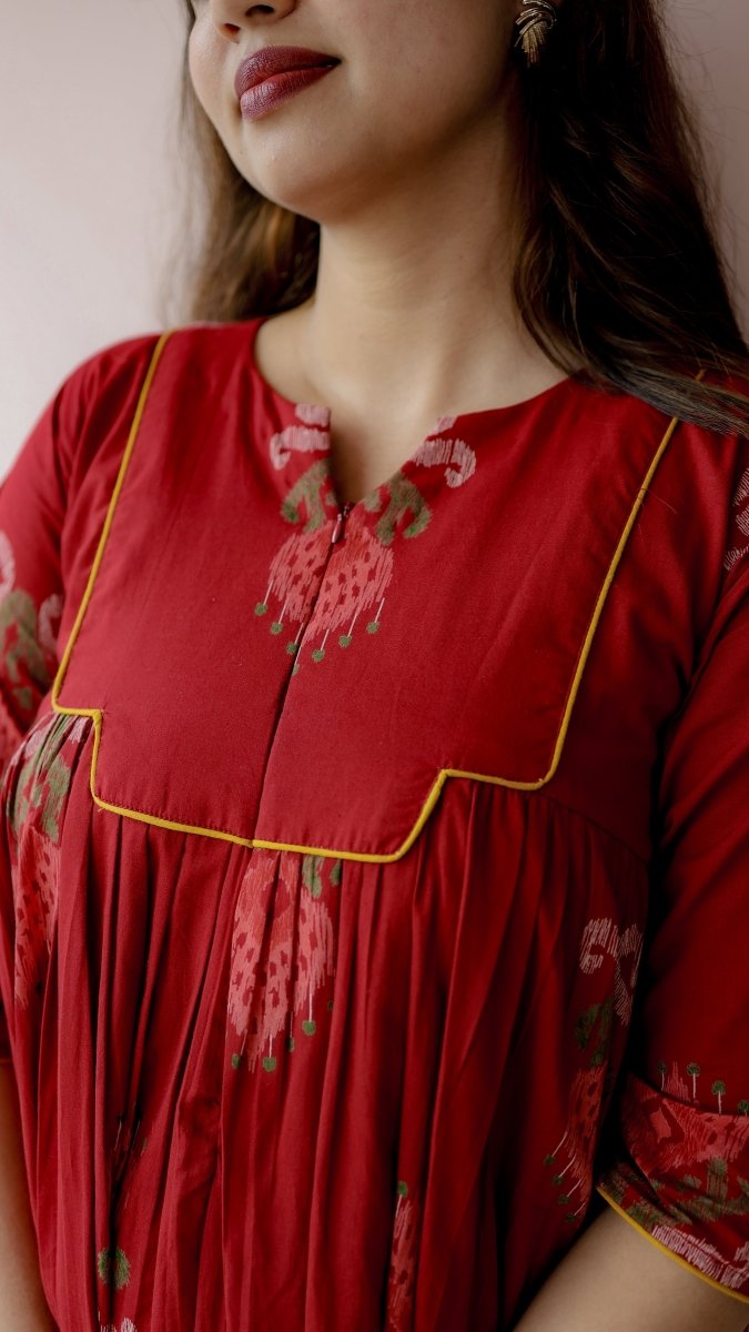 Todi — Cotton Ikat-Print Ethnic Daily Wear DressALL US WOMENmaternity and feeding