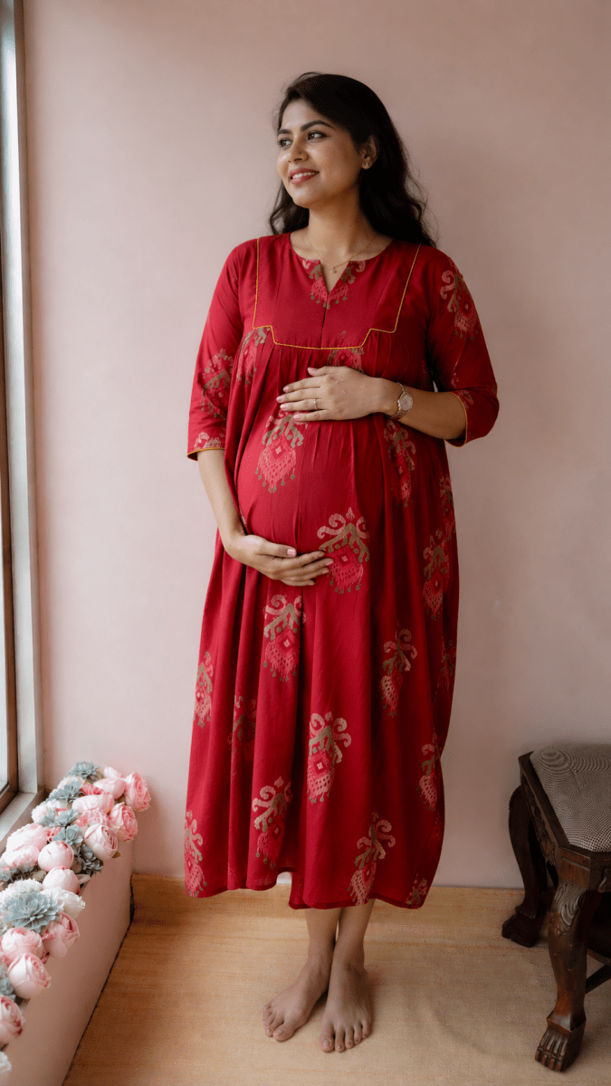 Todi — Cotton Ikat-Print Ethnic Daily Wear DressALL US WOMENmaternity and feeding