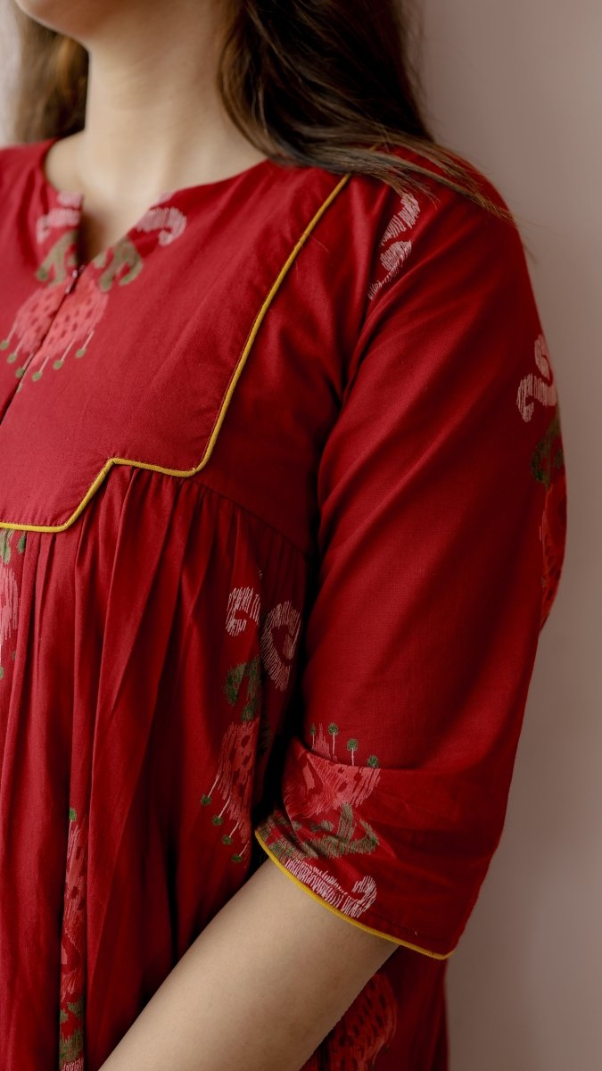 Todi — Cotton Ikat-Print Ethnic Daily Wear DressALL US WOMENmaternity and feeding