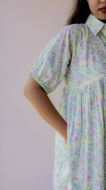 Verdant – Puff Sleeve Button-Down Maternity & Nursing Dress in Pastel Floral CottonALL US WOMENmaternity and feeding