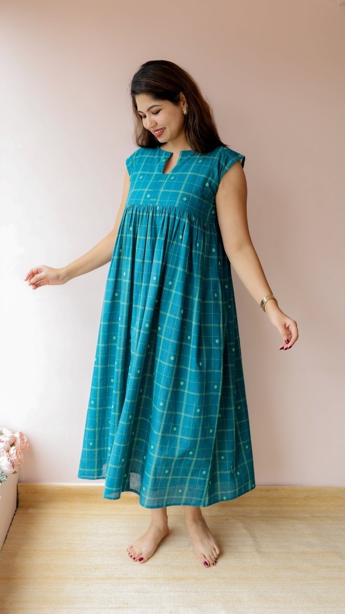 Vipasha — Powerloom Check Weave maternity & Nursing DressALL US WOMENmaternity and feeding