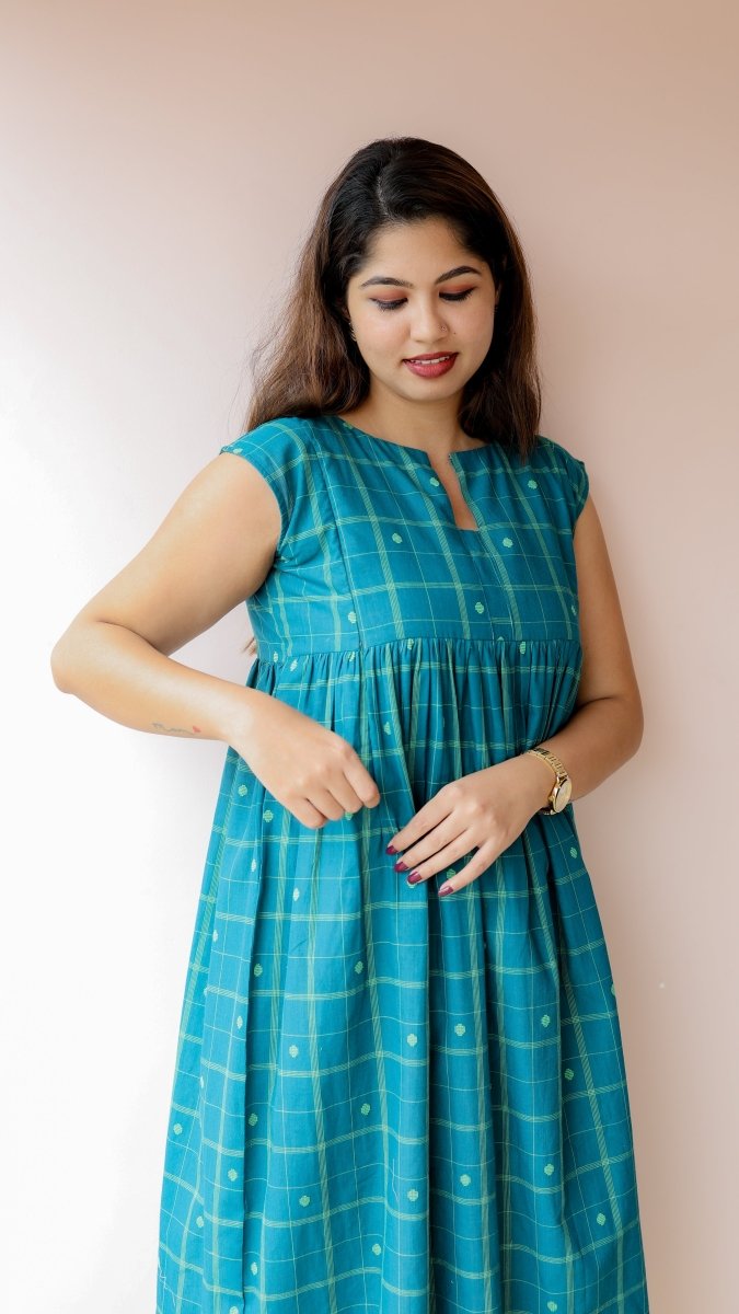 Vipasha — Powerloom Check Weave maternity & Nursing DressALL US WOMENmaternity and feeding