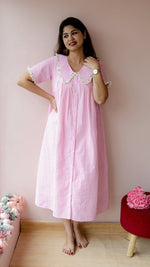 Wane — Cotton Stripe Button-Down Recovery DressALL US WOMENmaternity and feeding