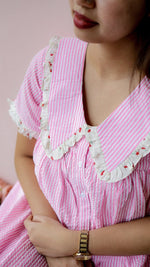 Wane — Cotton Stripe Button-Down Recovery DressALL US WOMENmaternity and feeding