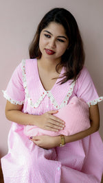 Wane — Cotton Stripe Button-Down Recovery DressALL US WOMENmaternity and feeding