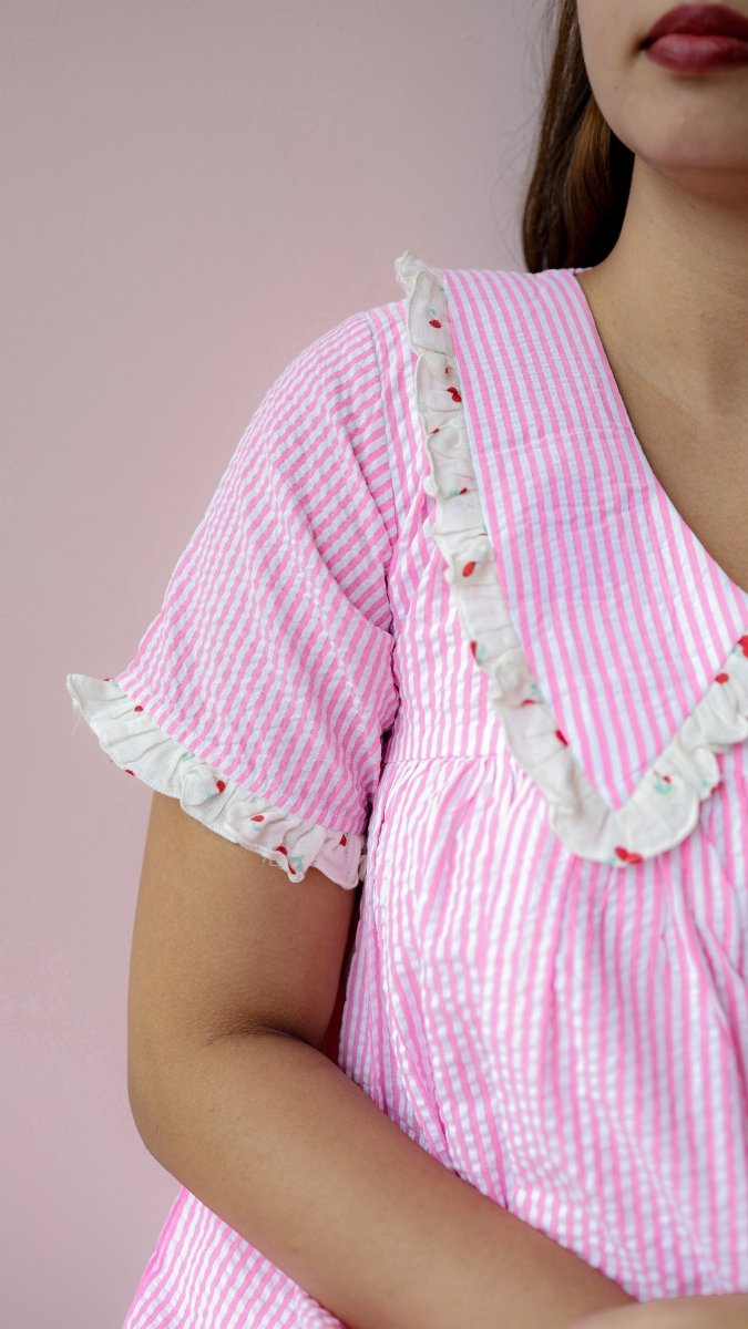 Wane — Cotton Stripe Button-Down Recovery DressALL US WOMENmaternity and feeding