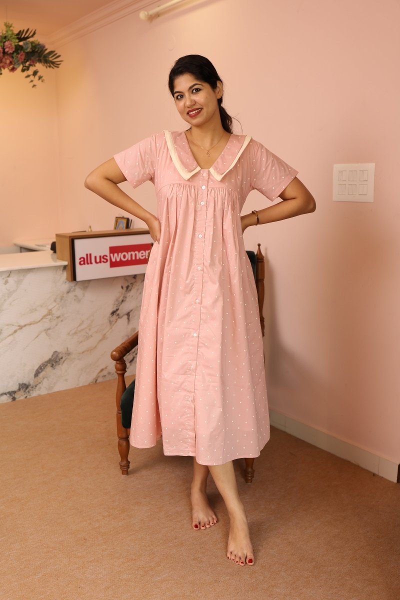 Warm Loom – Cocoon Edit | Cotton Maternity & Nursing - Friendly Button - Down DressALL US WOMENmaternity and feeding