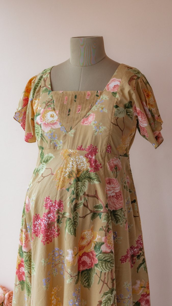 Yaaman |Mustard Floral Print Cotton Maternity DressALL US WOMENmaternity and feeding