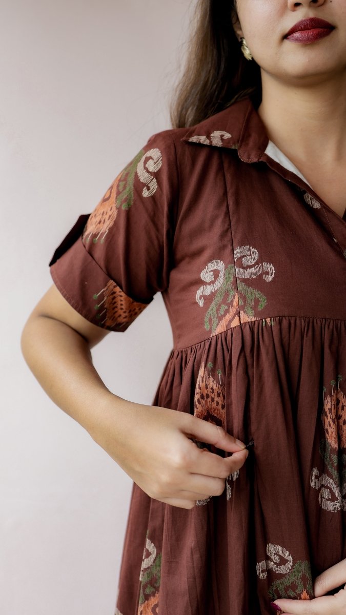 Yamuna — Cotton Ikat-Print maternity and feeding DressALL US WOMENmaternity and feeding