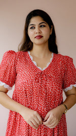 Yarrow — Red Floral Twin-Zip Maternity DressALL US WOMENmaternity and feeding