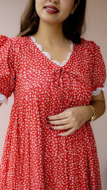 Yarrow — Red Floral Twin-Zip Maternity DressALL US WOMENmaternity and feeding