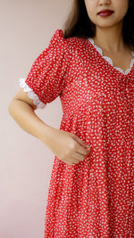 Yarrow — Red Floral Twin-Zip Maternity DressALL US WOMENmaternity and feeding