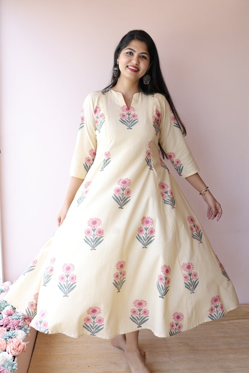 Zara Handblock Printed Cotton Feeding - Friendly Maternity Dress | Noor collectionALL US WOMENmaternity and feeding