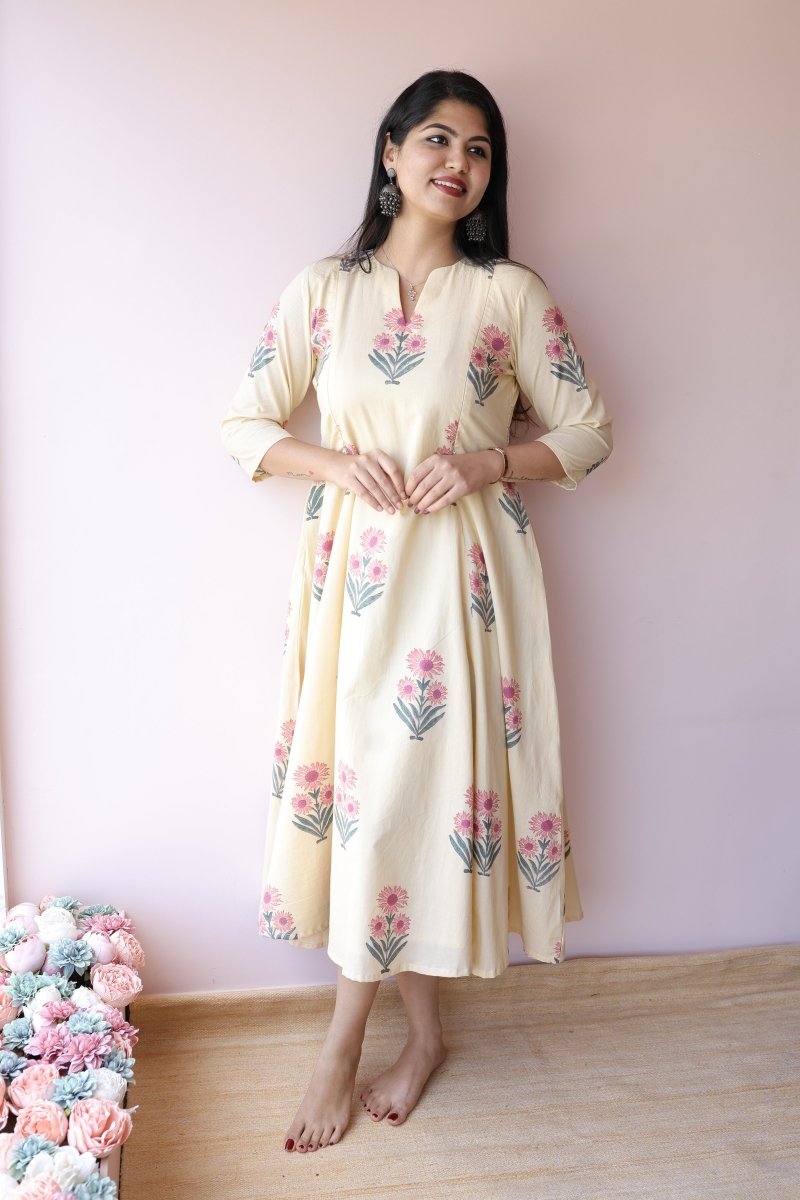 Zara Handblock Printed Cotton Feeding - Friendly Maternity Dress | Noor collectionALL US WOMENmaternity and feeding