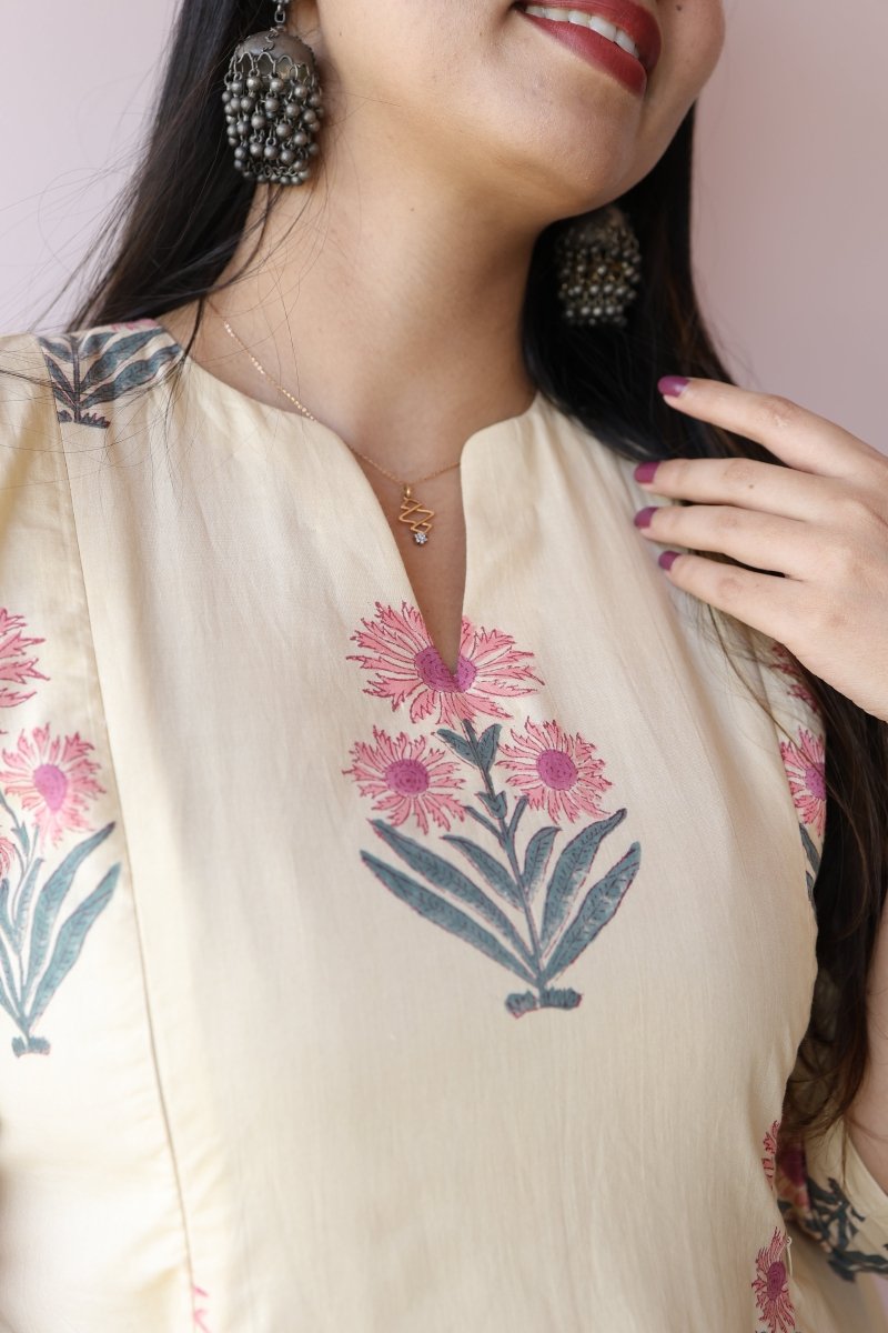 Zara Handblock Printed Cotton Feeding - Friendly Maternity Dress | Noor collectionALL US WOMENmaternity and feeding