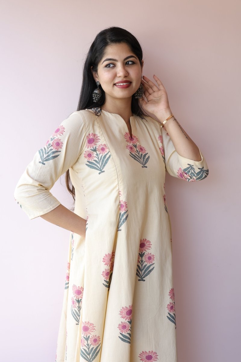 Zara Handblock Printed Cotton Feeding - Friendly Maternity Dress | Noor collectionALL US WOMENmaternity and feeding