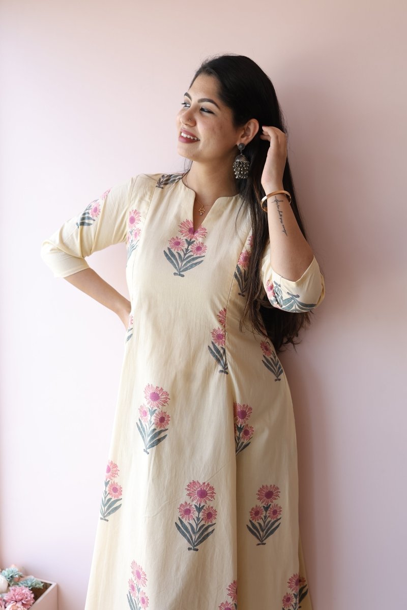 Zara Handblock Printed Cotton Feeding - Friendly Maternity Dress | Noor collectionALL US WOMENmaternity and feeding