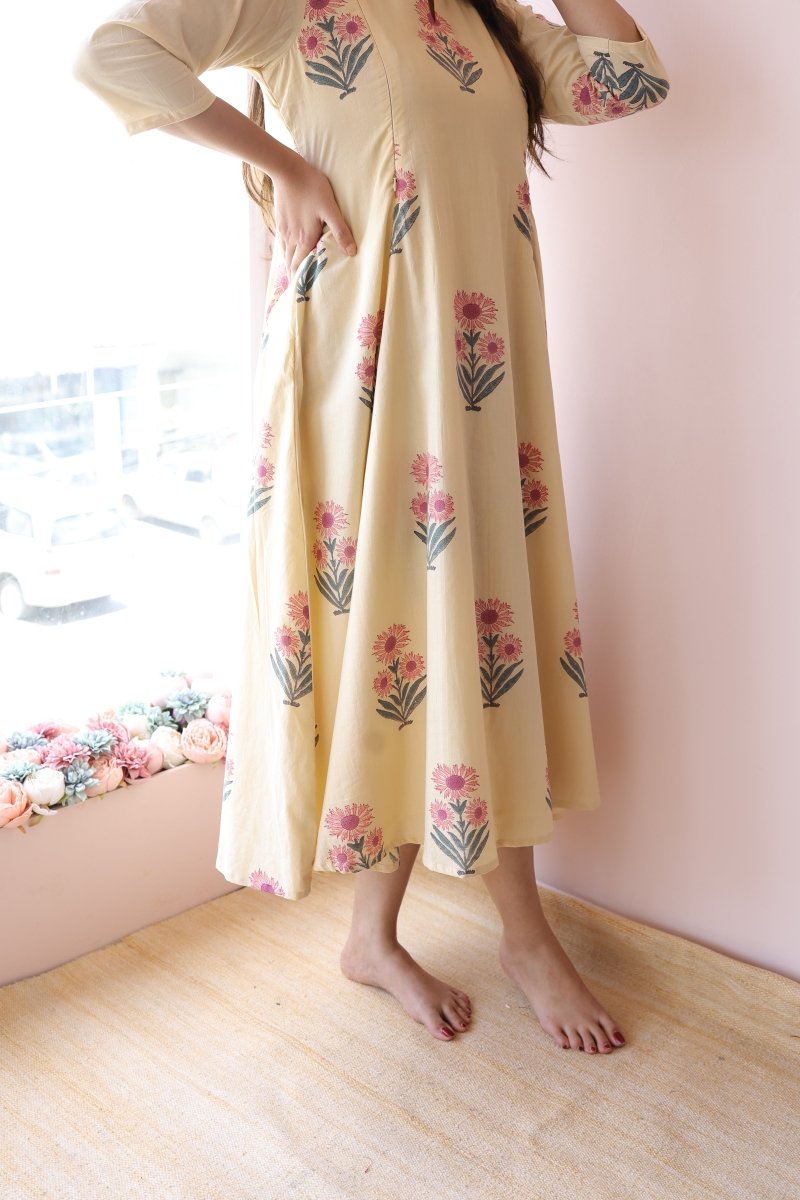 Zara Handblock Printed Cotton Feeding - Friendly Maternity Dress | Noor collectionALL US WOMENmaternity and feeding