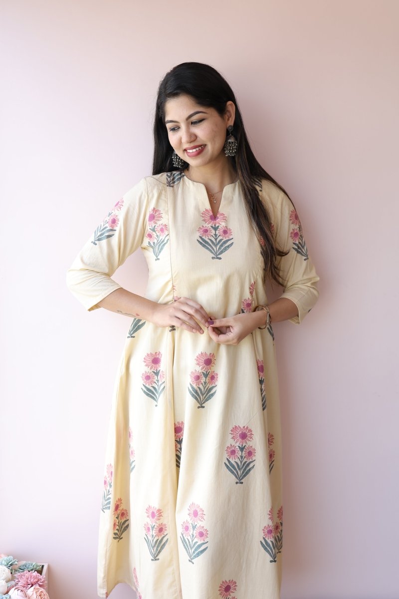 Zara Handblock Printed Cotton Feeding - Friendly Maternity Dress | Noor collectionALL US WOMENmaternity and feeding